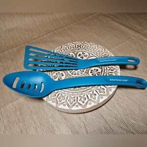 Rachael Ray Marine Blue Nylon Slotted Spoon & Spatula Set of two EUC